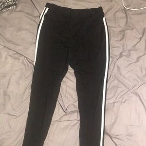 Black with white varsity stripe leggings